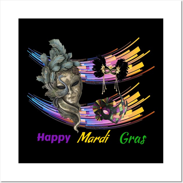 Colorful Mardi Gras Mask Wall Art by Mony Shop